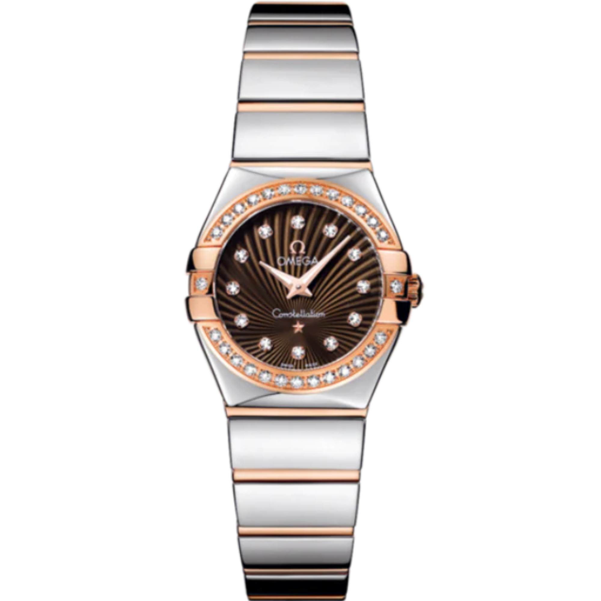 CONSTELLATION 24 MM STAINLESS STEEL - RED GOLD WITH BROWN DIAL - Omega