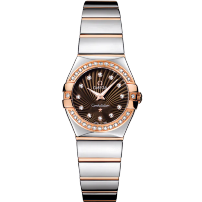 CONSTELLATION 24 MM STAINLESS STEEL - RED GOLD WITH BROWN DIAL - Omega