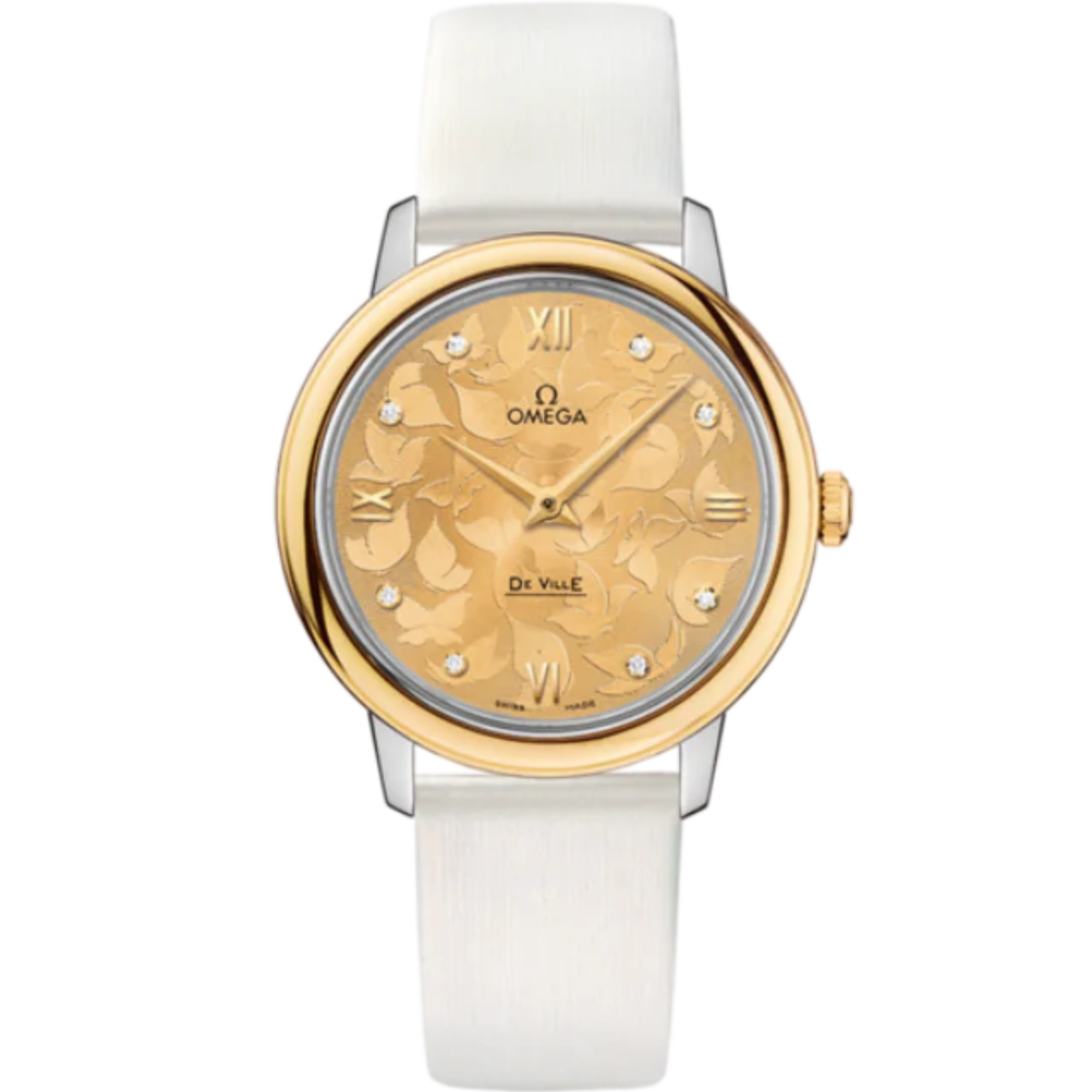 DE VILLE PRESTIGE BUTTERFLY 33 MM STAINLESS STEEL - YELLOW GOLD WITH YELLOW DIAL - Omega