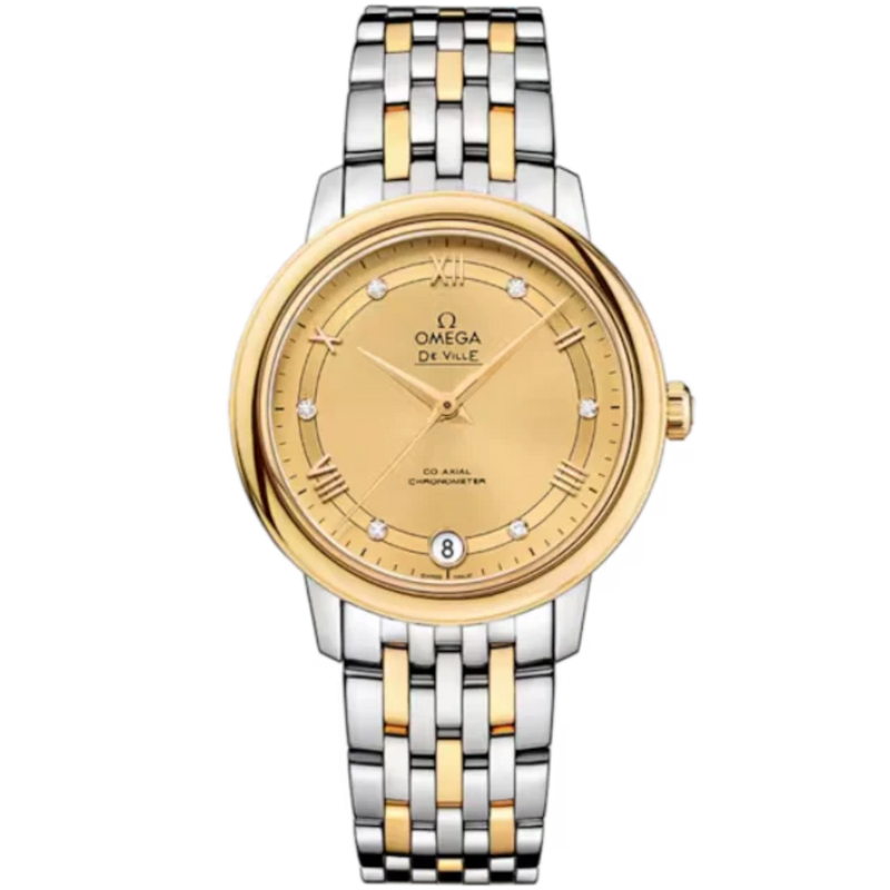 DE VILLE PRESTIGE 33 MM STAINLESS STEEL - YELLOW GOLD WITH YELLOW DIAL - Omega