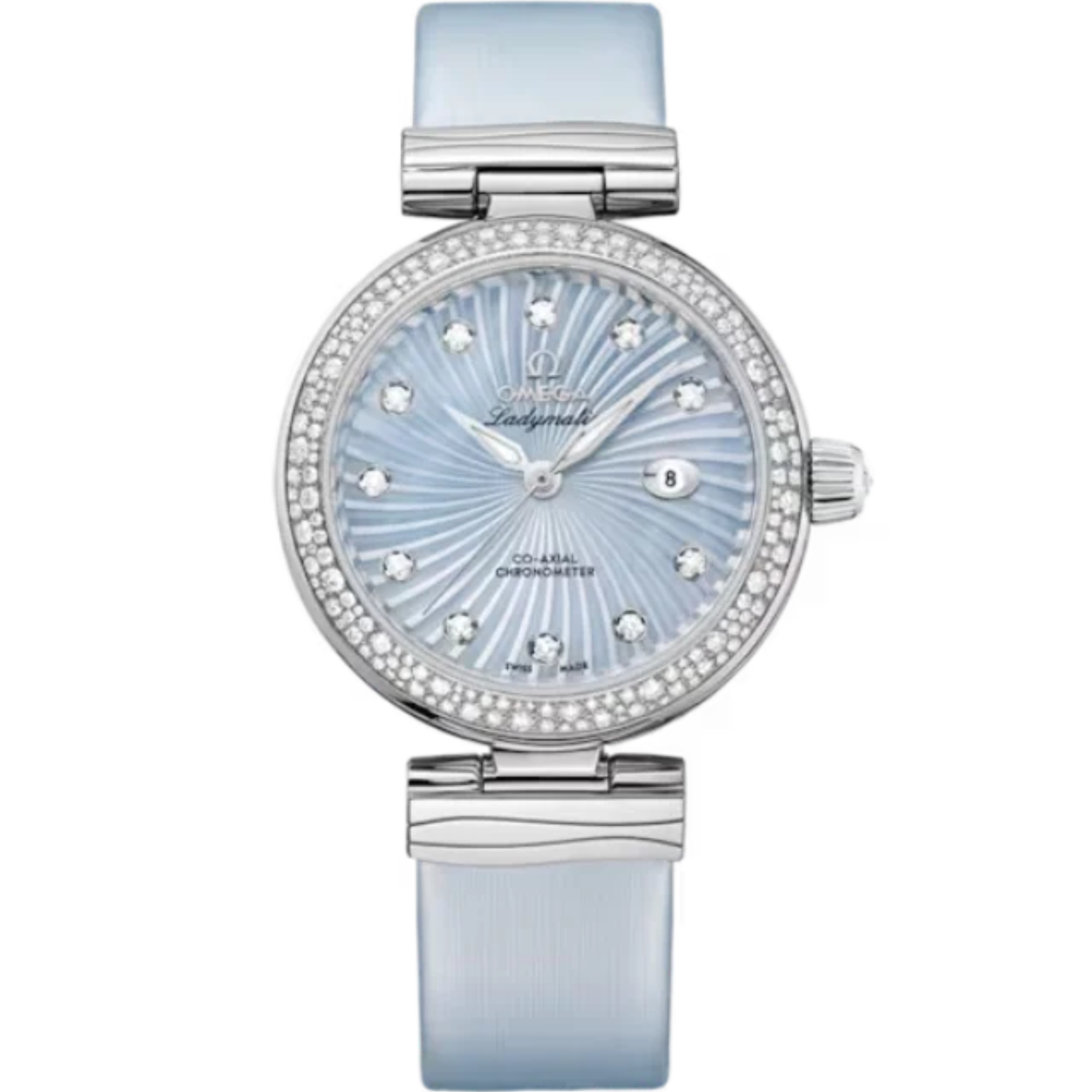 DE VILLE LADYMATIC 34 MM STAINLESS STEEL WITH BLUE MOTHER OF PEARL DIAL - Omega