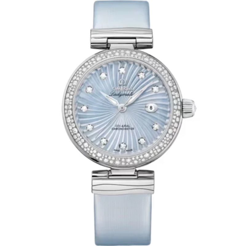 DE VILLE LADYMATIC 34 MM STAINLESS STEEL WITH BLUE MOTHER OF PEARL DIAL - Omega