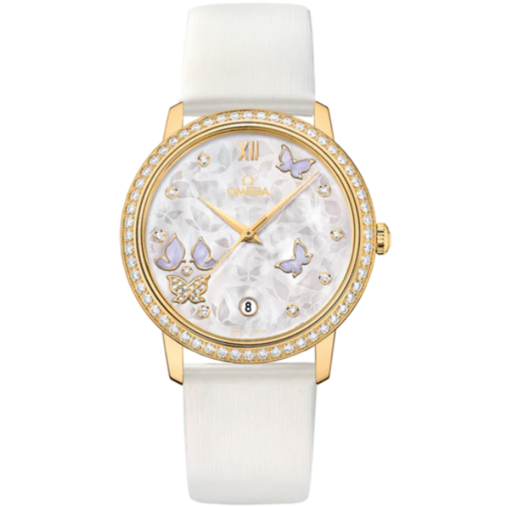 DE VILLE PRESTIGE BUTTERFLY 37 MM YELLOW GOLD WITH MOTHER OF PEARL DIAL - Omega