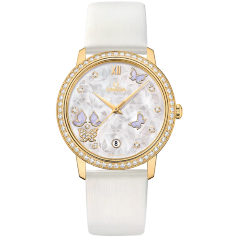 DE VILLE PRESTIGE BUTTERFLY 37 MM YELLOW GOLD WITH MOTHER OF PEARL DIAL - Omega