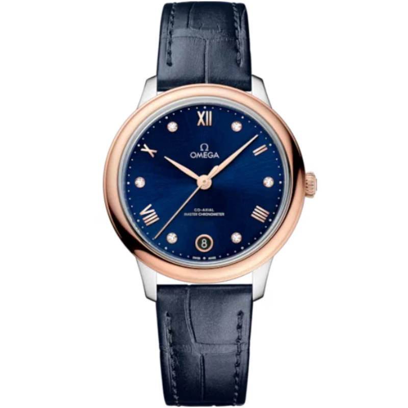 DE VILLE PRESTIGE 34 MM STAINLESS STEEL - SEDNA™ GOLD WITH BLUE DIAL - Omega