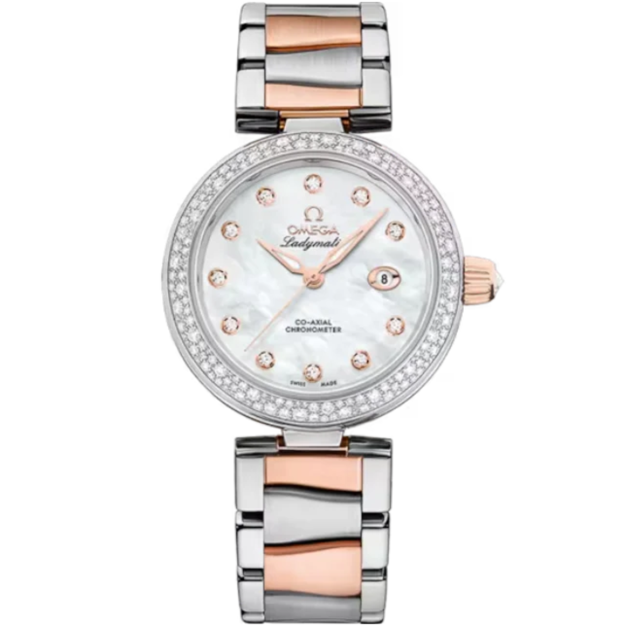 DE VILLE LADYMATIC 34 MM STAINLESS STEEL - SEDNA™ GOLD WITH MOTHER OF PEARL DIAL - Omega