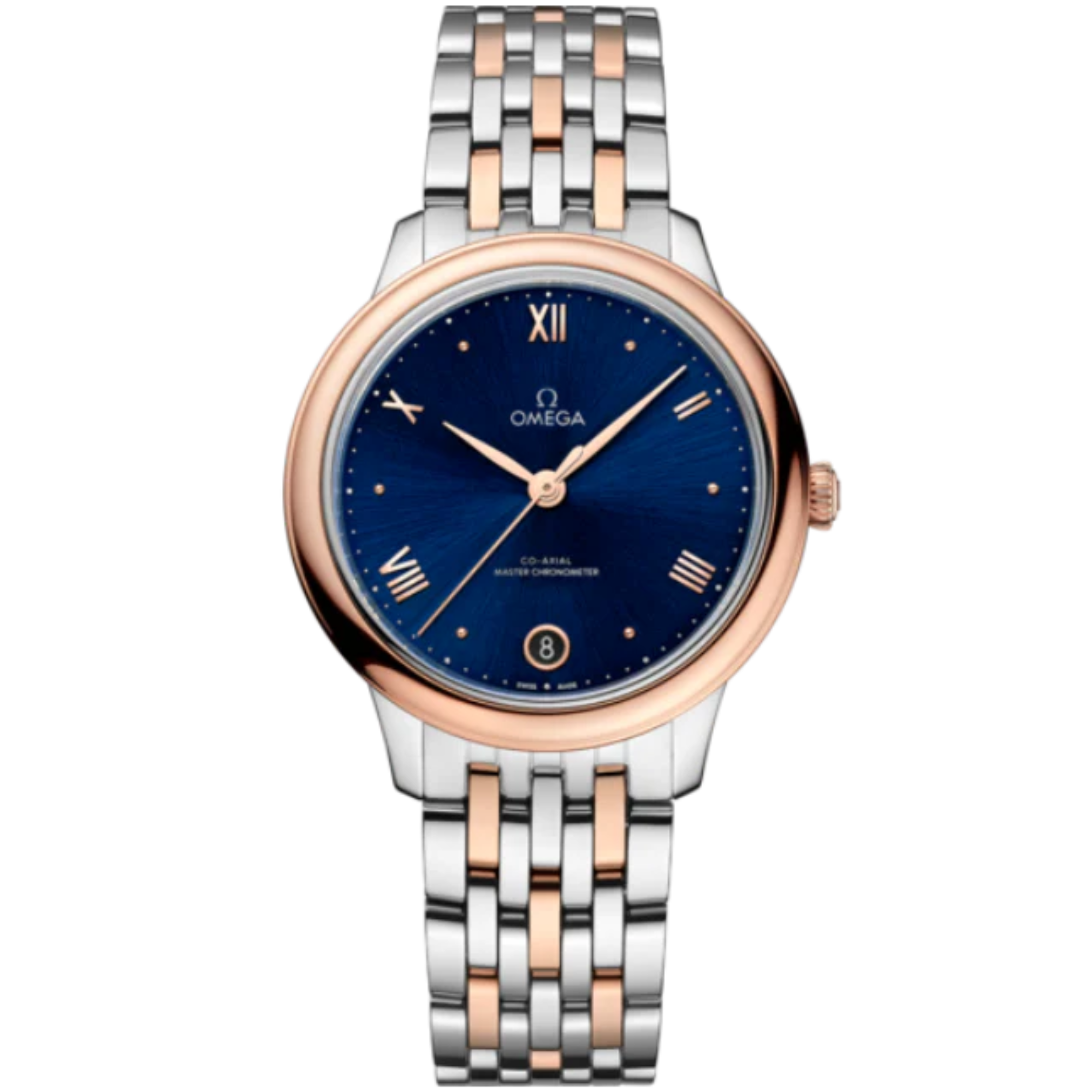 DE VILLE PRESTIGE 34 MM STAINLESS STEEL - SEDNA™ GOLD WITH BLUE DIAL - Omega