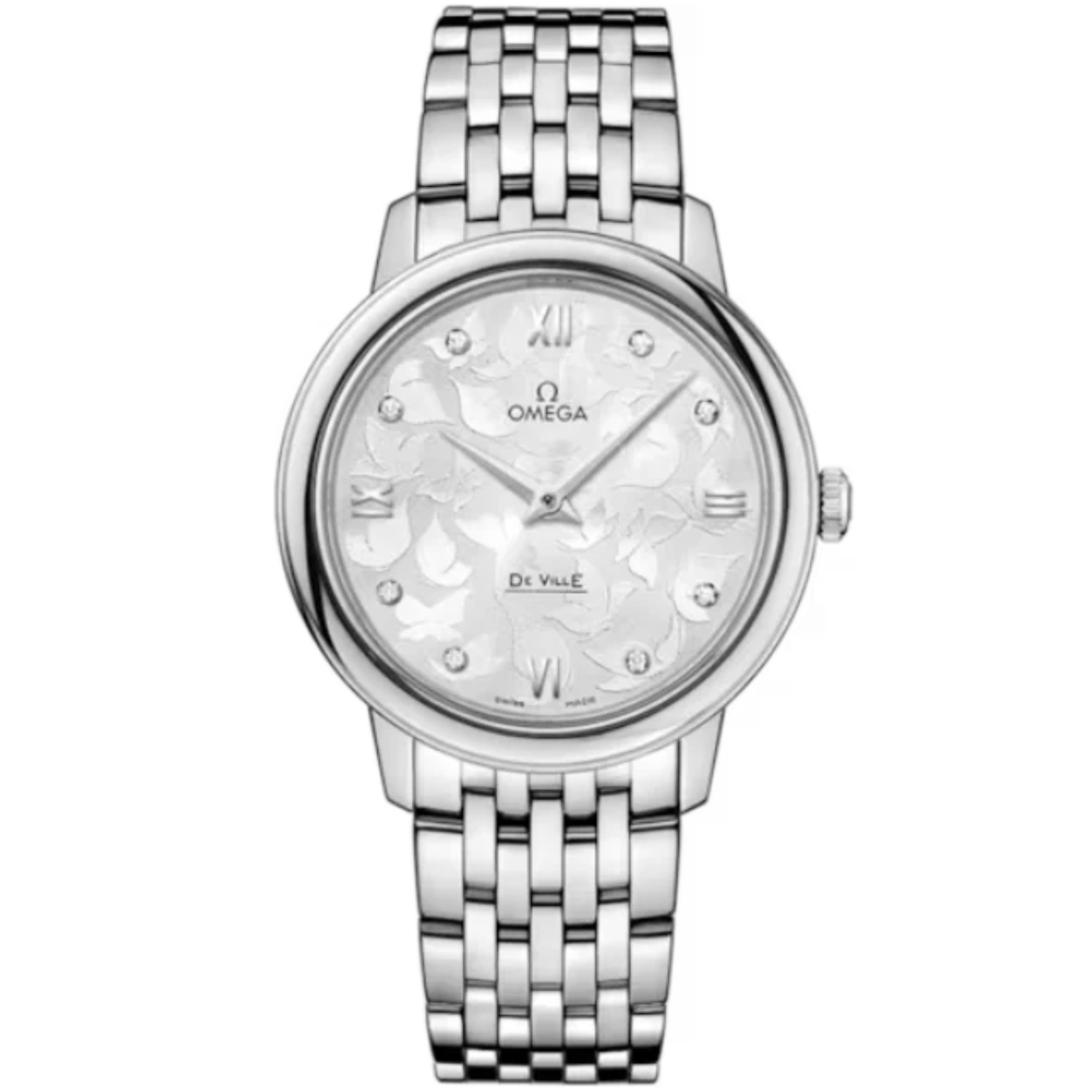DE VILLE PRESTIGE BUTTERFLY 33 MM STAINLESS STEEL WITH SILVER DIAL - Omega