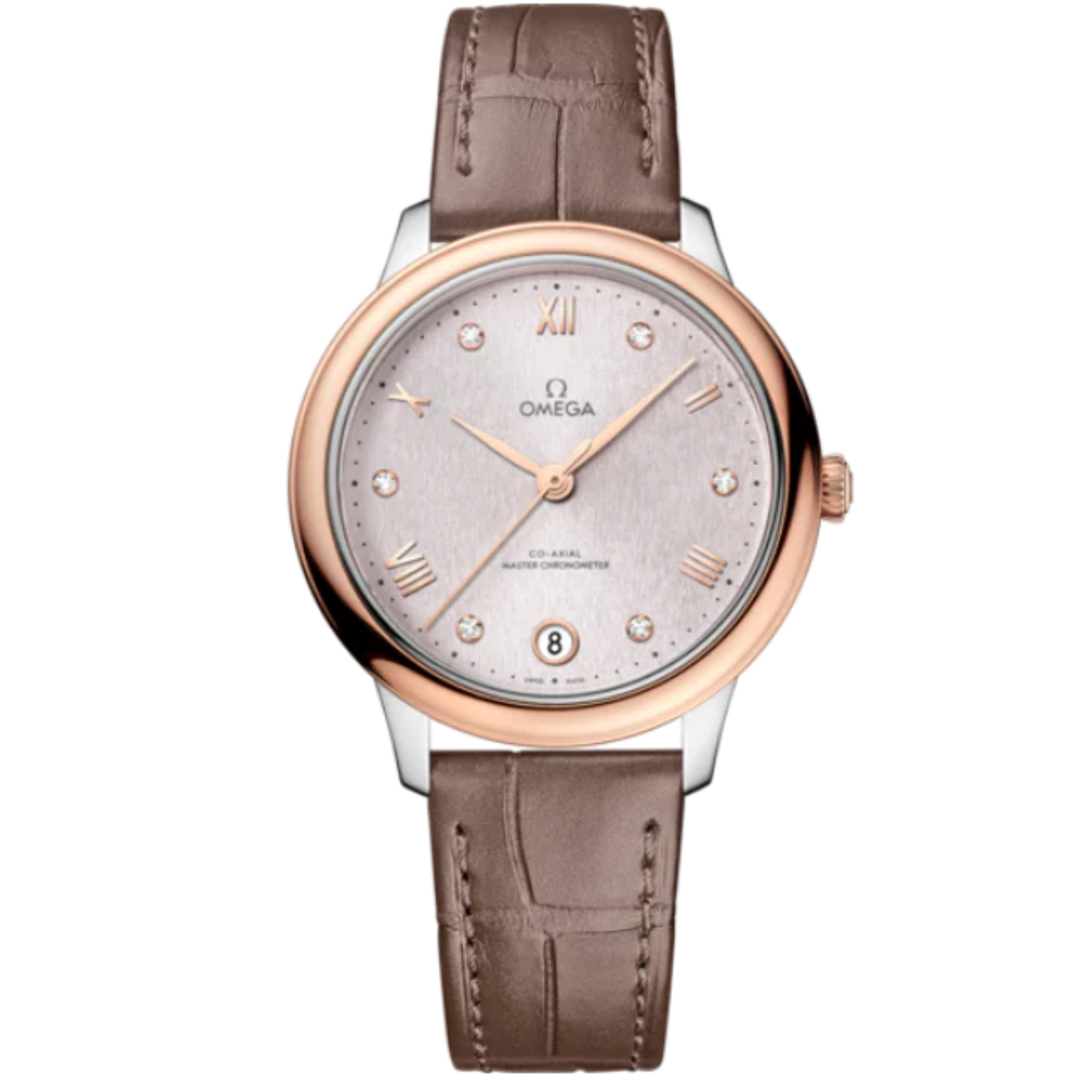 DE VILLE PRESTIGE 34 MM STAINLESS STEEL - SEDNA™ GOLD WITH SILVER DIAL - Omega