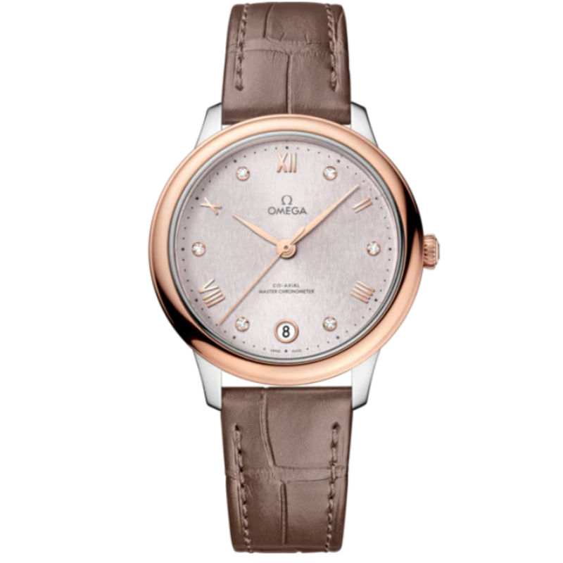 DE VILLE PRESTIGE 34 MM STAINLESS STEEL - SEDNA™ GOLD WITH SILVER DIAL - Omega