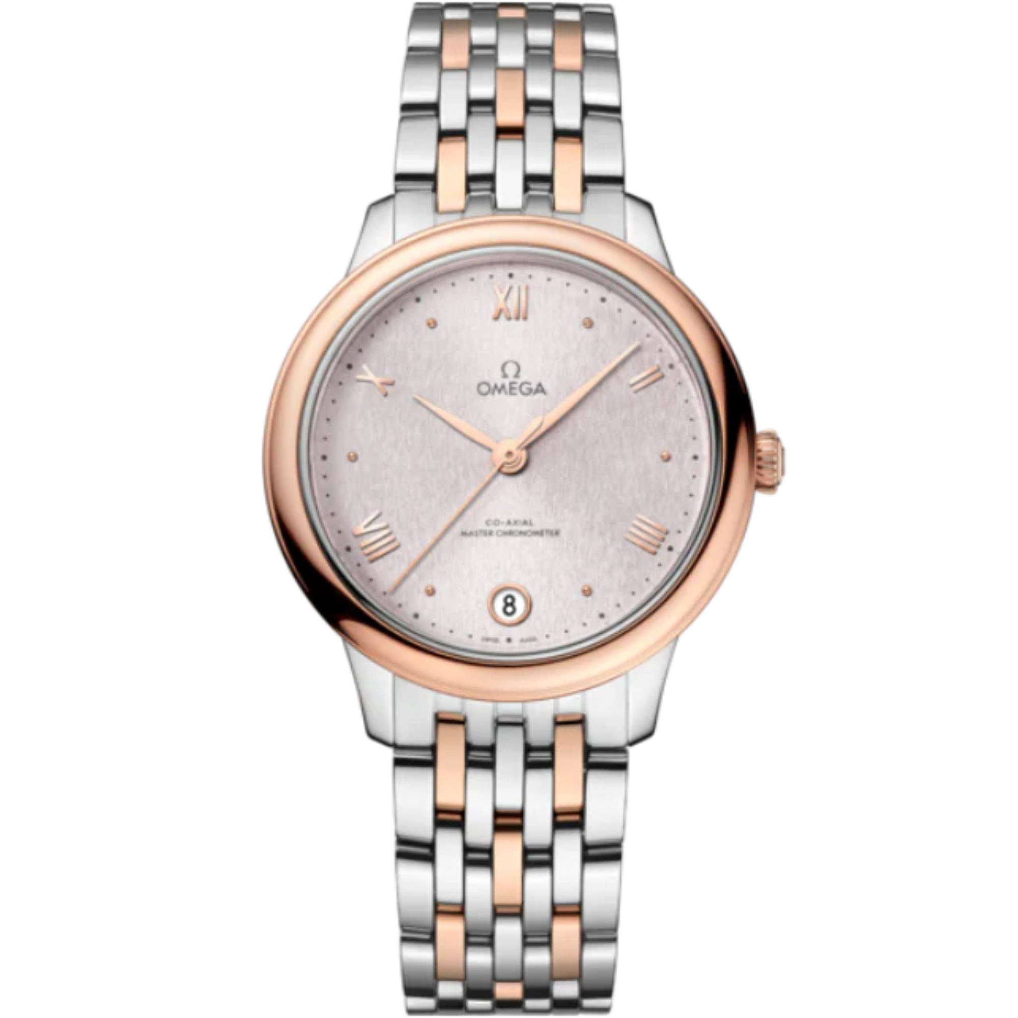 DE VILLE PRESTIGE 34 MM STAINLESS STEEL - SEDNA™ GOLD WITH SILVER DIAL - Omega