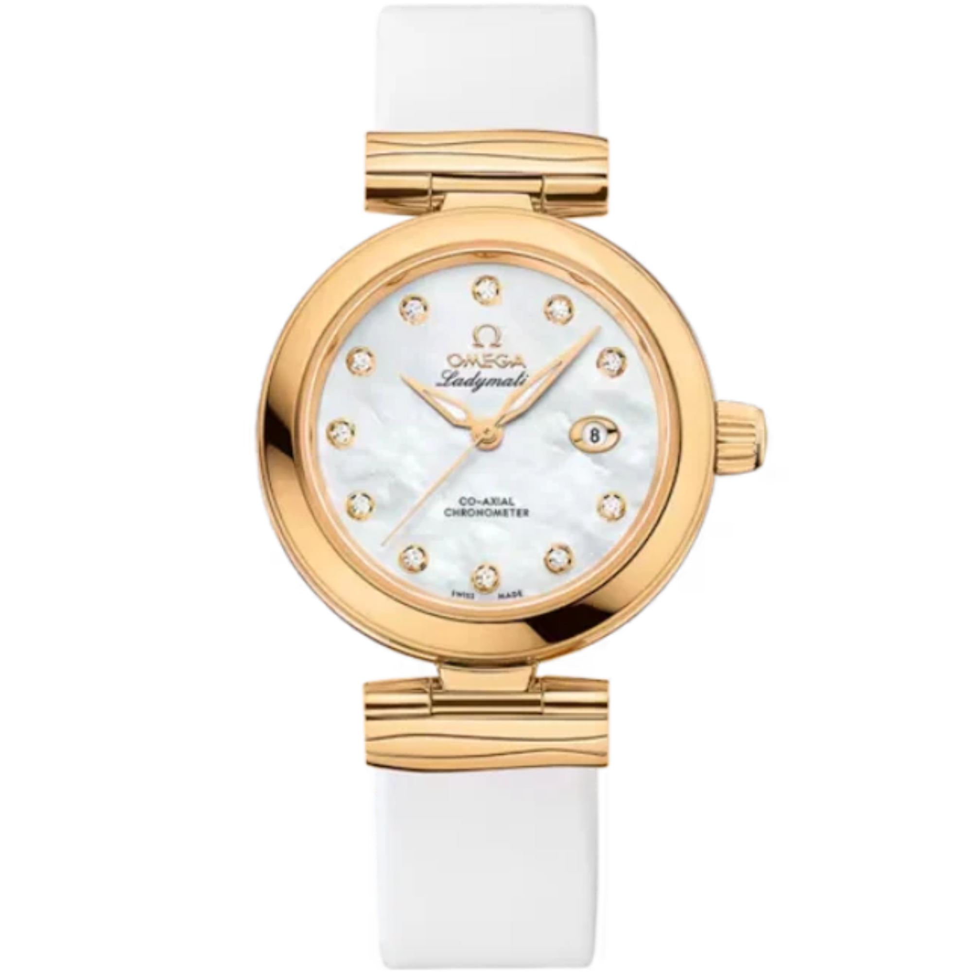 DE VILLE LADYMATIC 34 MM YELLOW GOLD WITH MOTHER OF PEARL DIAL - Omega
