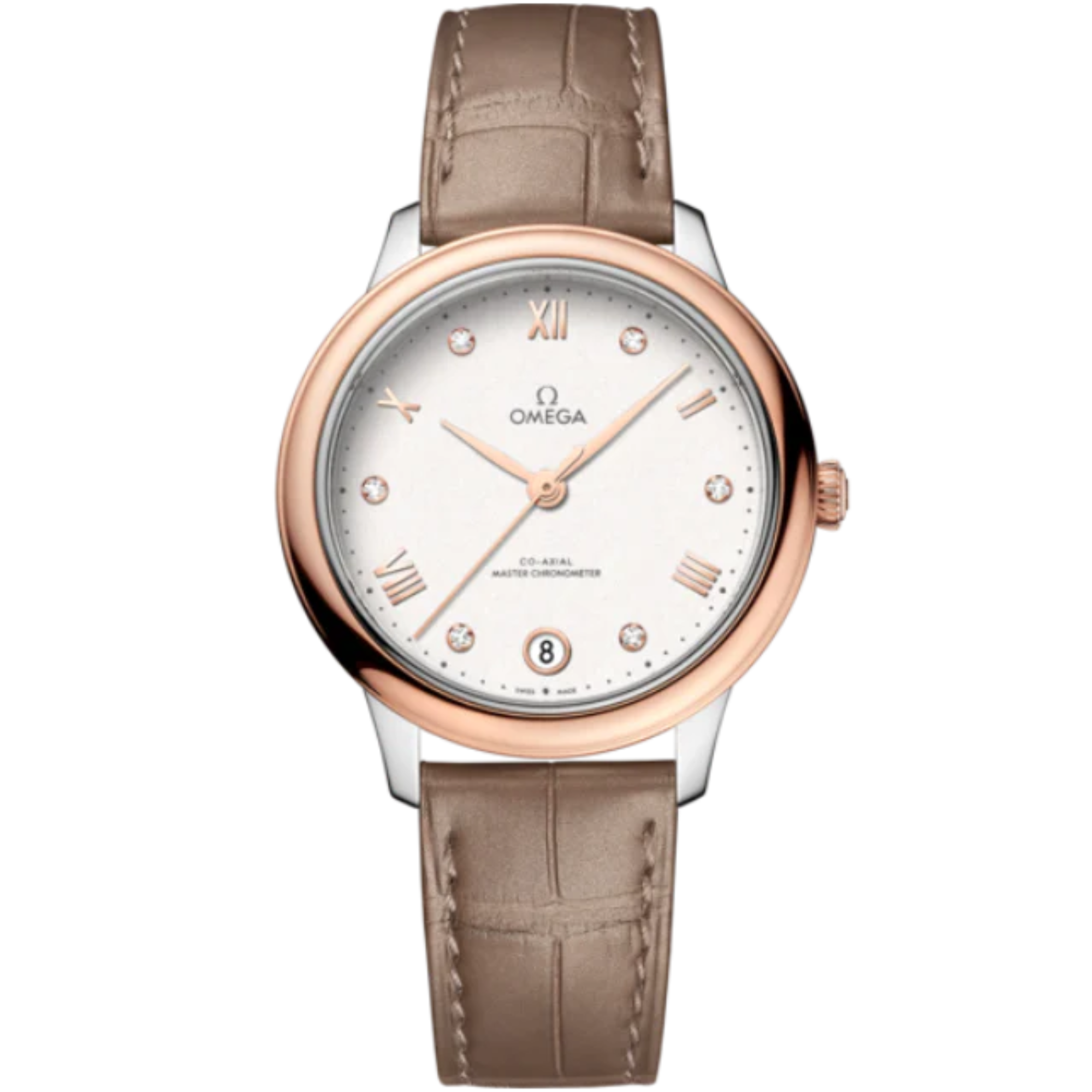 DE VILLE PRESTIGE 34 MM STAINLESS STEEL - SEDNA™ GOLD WITH SILVER DIAL - Omega