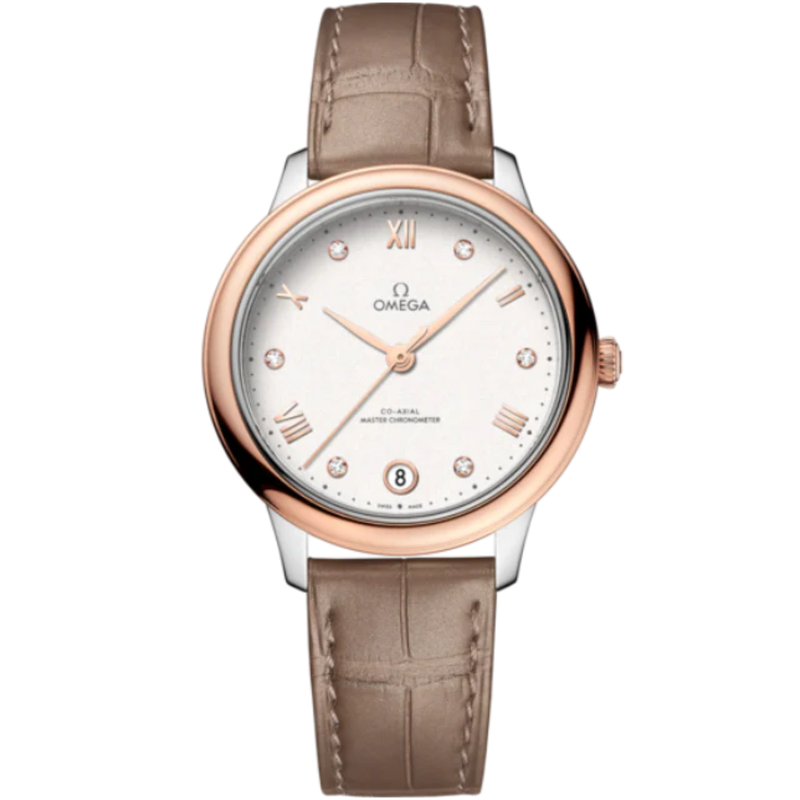 DE VILLE PRESTIGE 34 MM STAINLESS STEEL - SEDNA™ GOLD WITH SILVER DIAL - Omega
