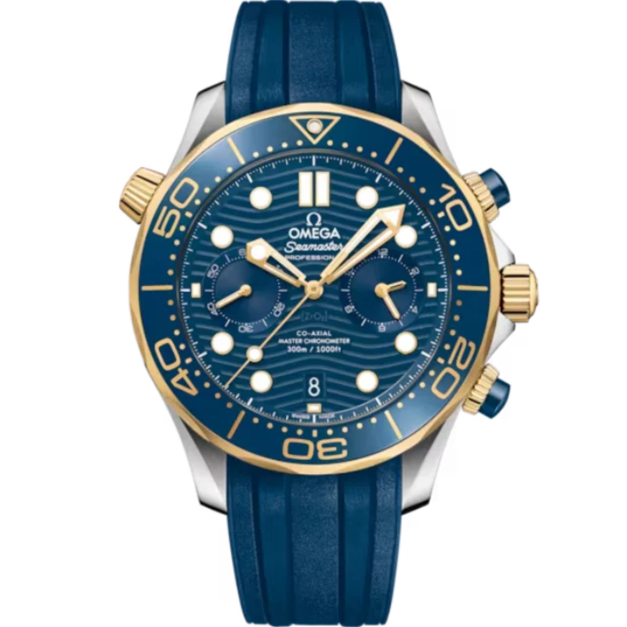 SEAMASTER DIVER 300M 44 MM STAINLESS STEEL - YELLOW GOLD WITH BLUE DIAL - Omega