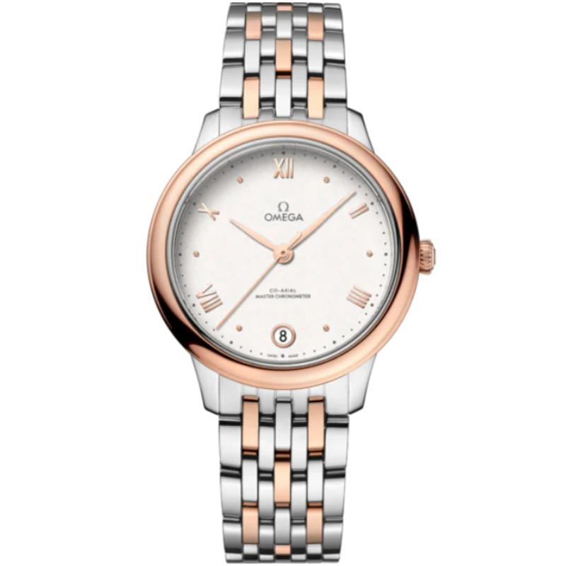 DE VILLE PRESTIGE 34 MM STAINLESS STEEL - SEDNA™ GOLD WITH SILVER DIAL - Omega