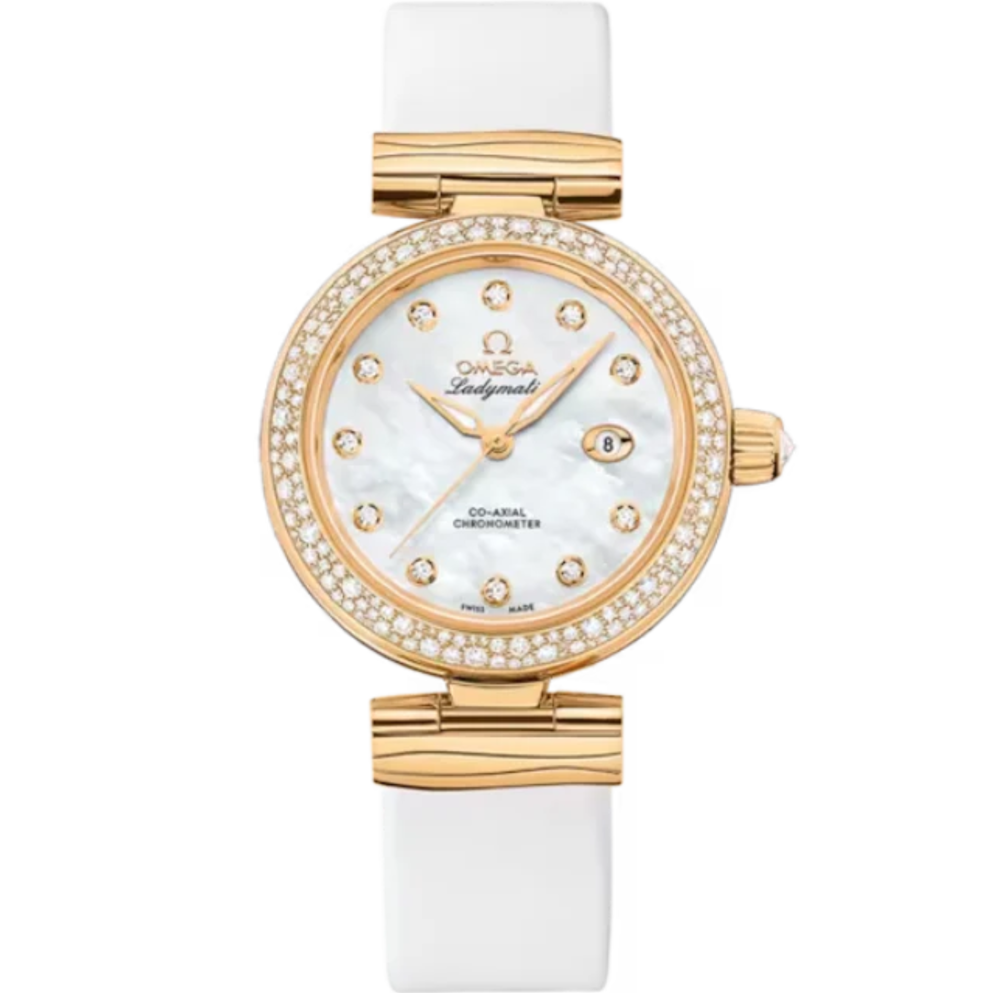 DE VILLE LADYMATIC 34 MM YELLOW GOLD WITH MOTHER OF PEARL DIAL - Omega