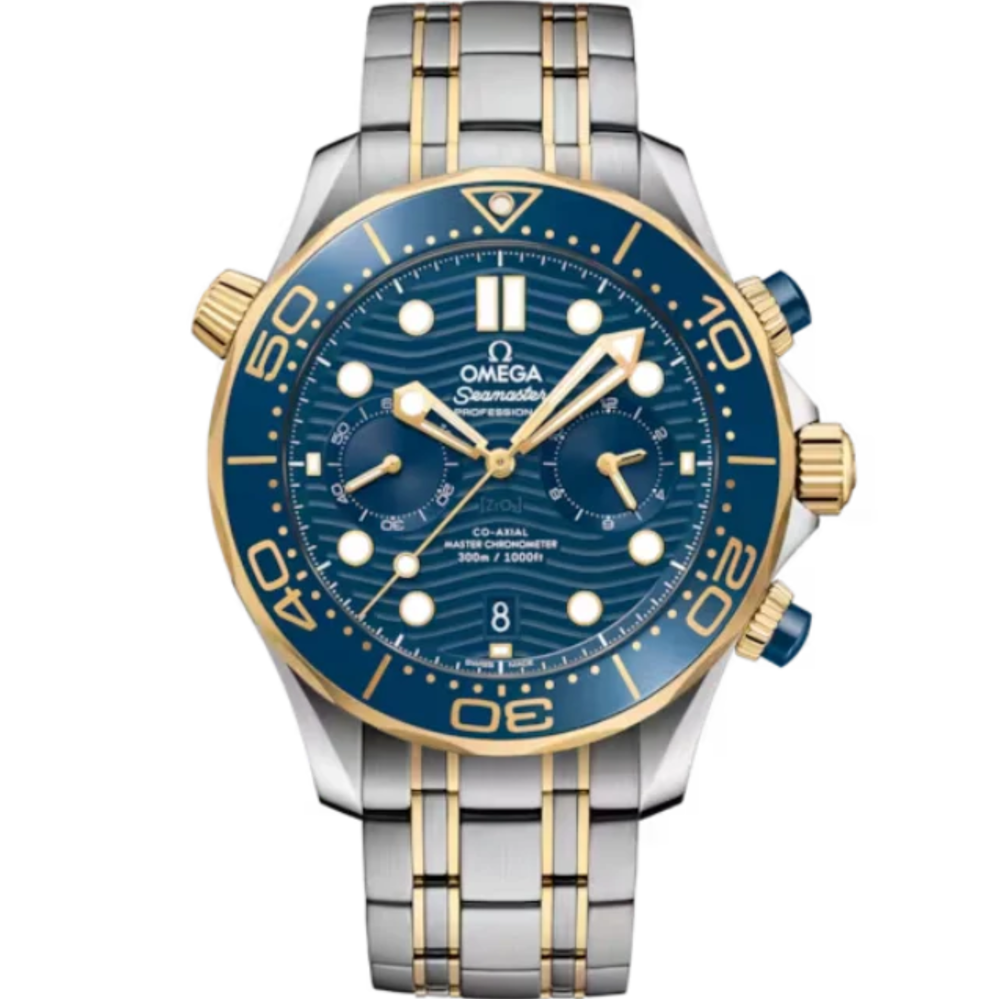 SEAMASTER DIVER 300M 44 MM STAINLESS STEEL - YELLOW GOLD WITH BLUE DIAL - Omega
