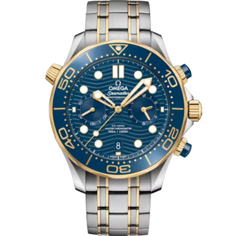 SEAMASTER DIVER 300M 44 MM STAINLESS STEEL - YELLOW GOLD WITH BLUE DIAL - Omega