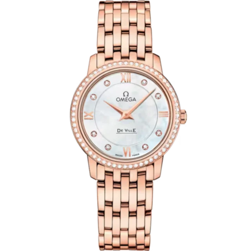 DE VILLE PRESTIGE 27 MM RED GOLD WITH MOTHER OF PEARL DIAL - Omega