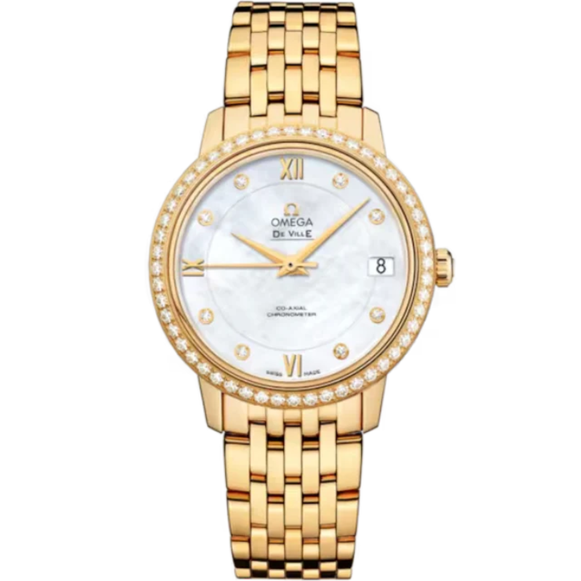 DE VILLE PRESTIGE 33 MM YELLOW GOLD WITH MOTHER OF PEARL DIAL - Omega