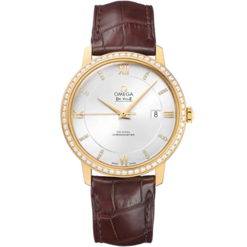 DE VILLE PRESTIGE 39 MM YELLOW GOLD WITH SILVER DIAL - Omega