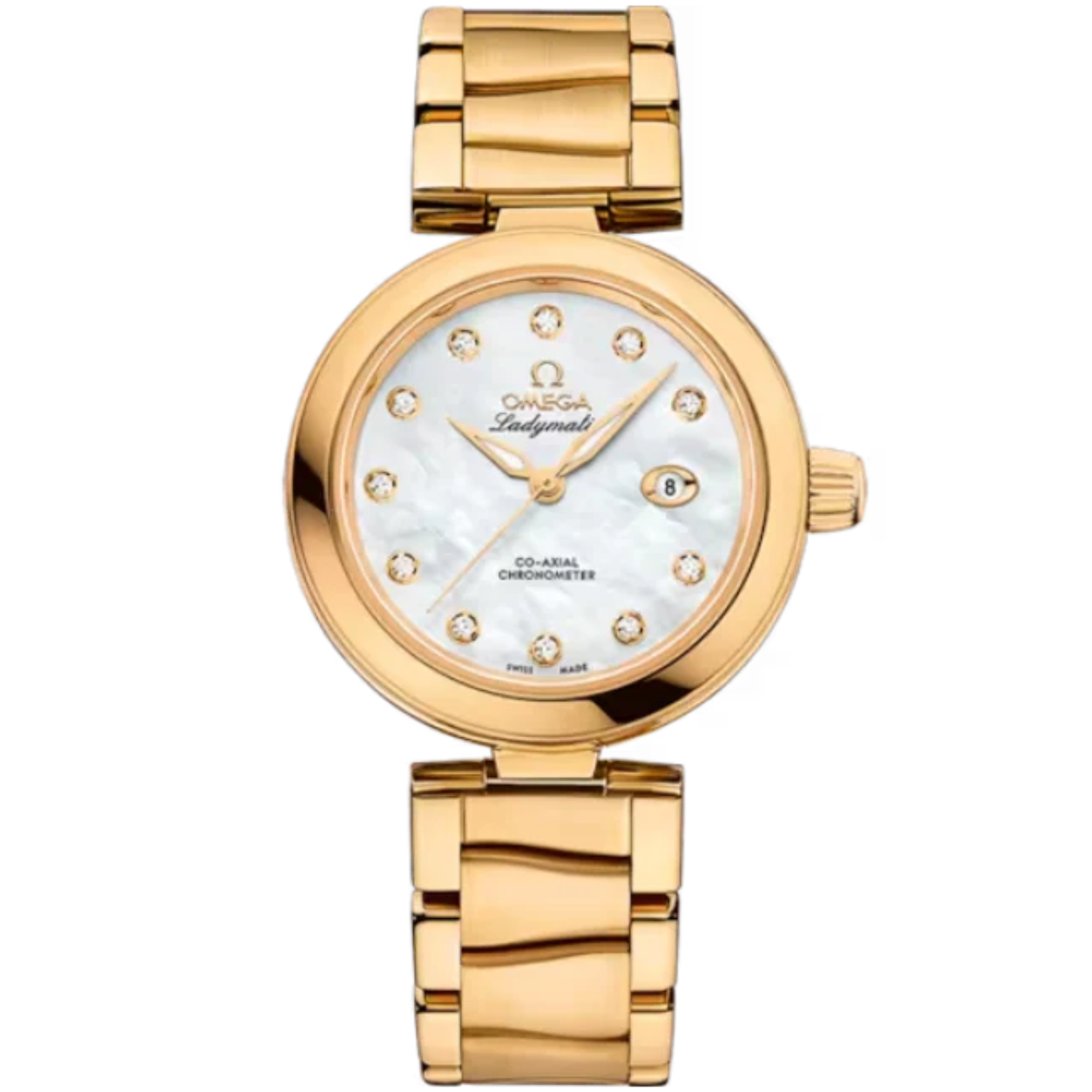 DE VILLE LADYMATIC 34 MM YELLOW GOLD WITH MOTHER OF PEARL DIAL - Omega