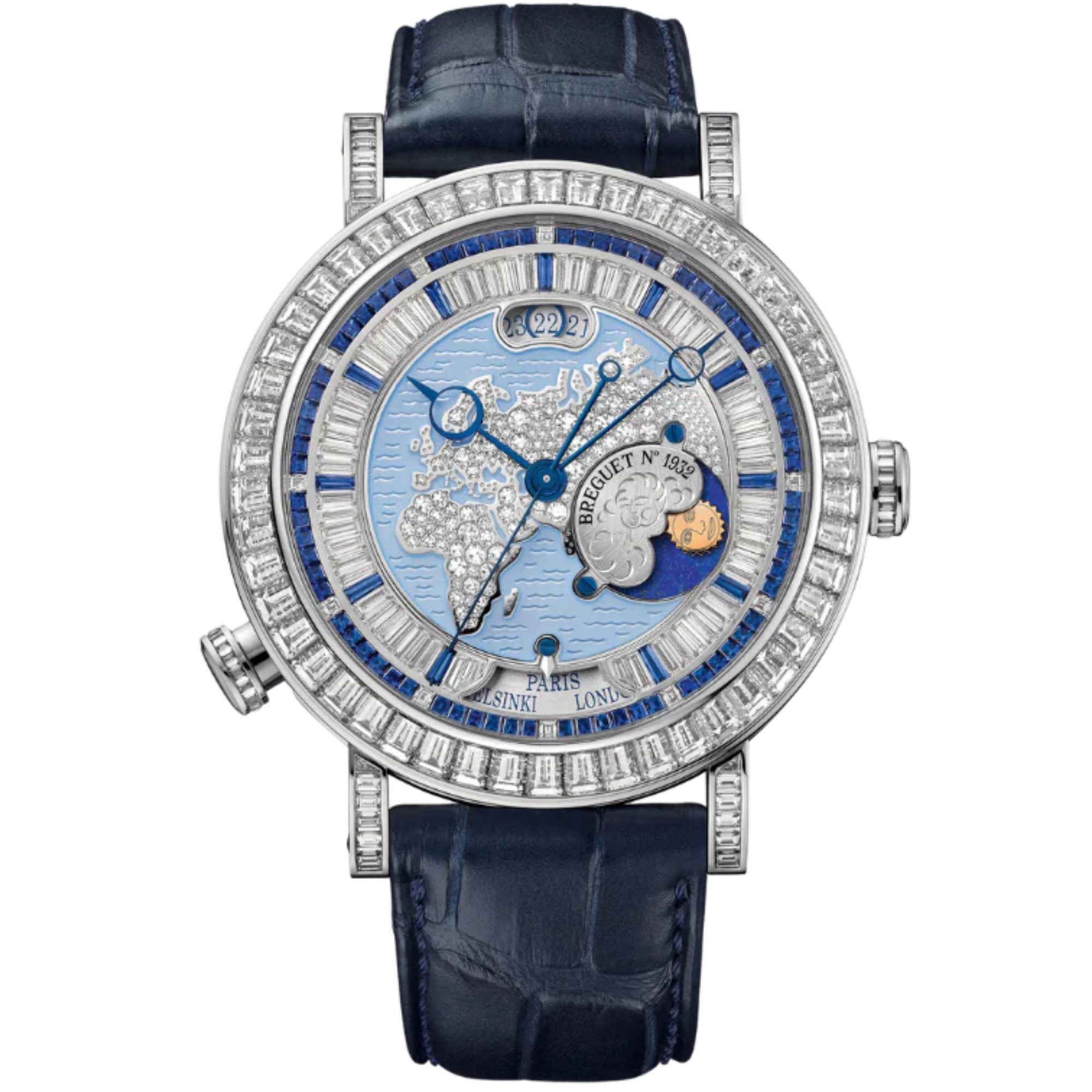 HORA MUNDI 5719 46 MM PLATINUM WITH BLUE "WAVE" MOTIF DIAL - Breguet