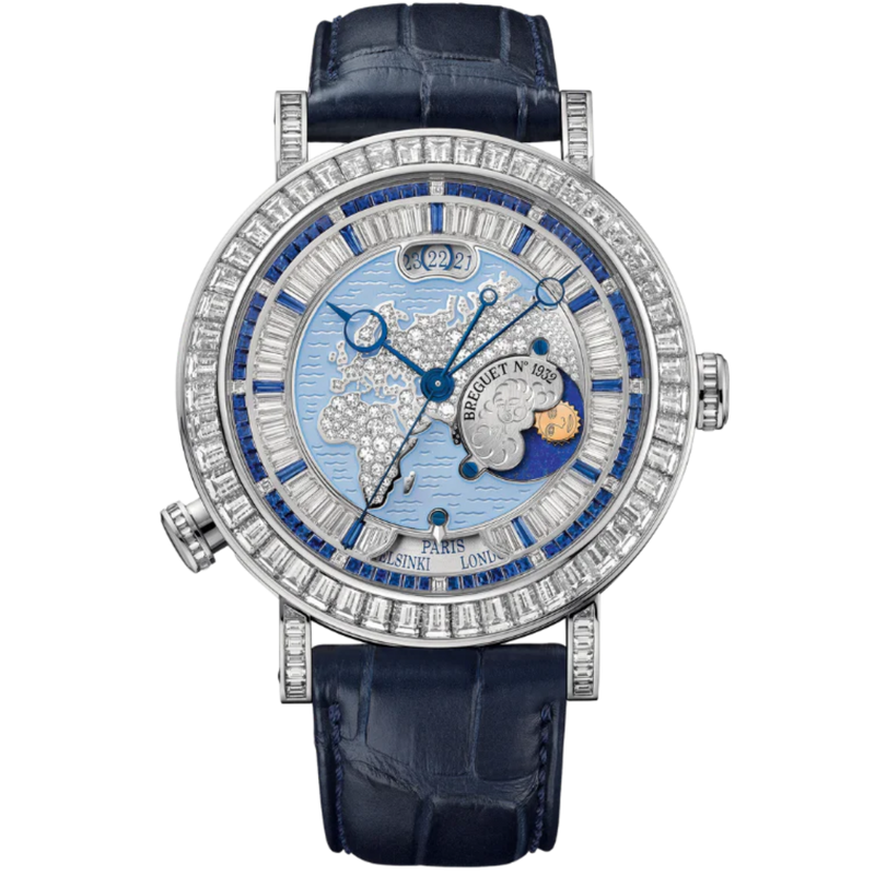 HORA MUNDI 5719 46 MM PLATINUM WITH BLUE "WAVE" MOTIF DIAL - Breguet