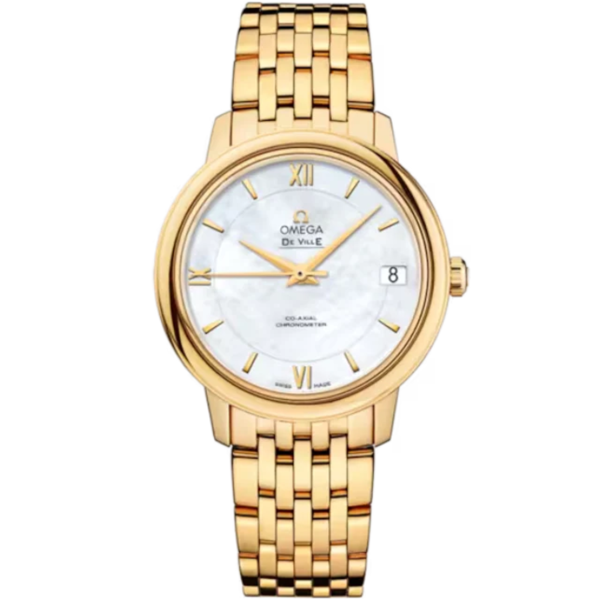 DE VILLE PRESTIGE 33 MM YELLOW GOLD WITH MOTHER OF PEARL DIAL - Omega