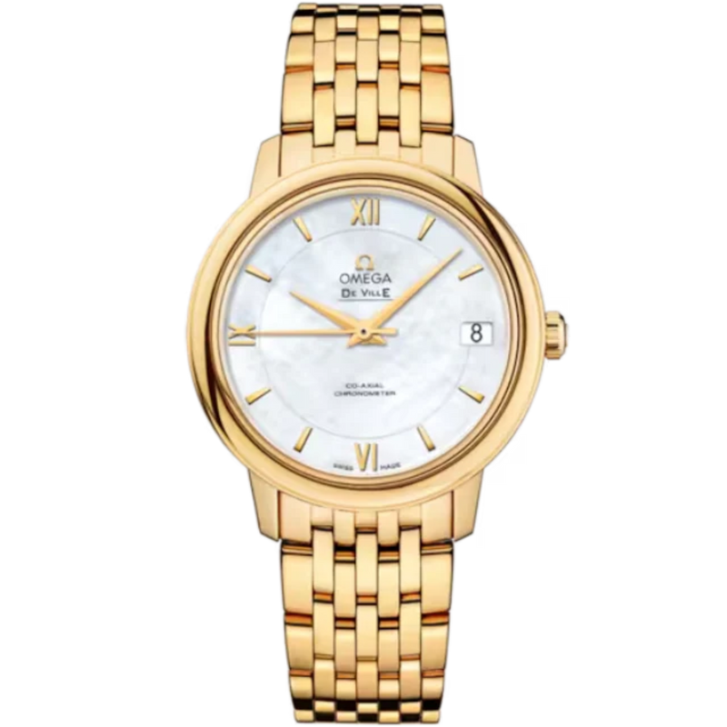 DE VILLE PRESTIGE 33 MM YELLOW GOLD WITH MOTHER OF PEARL DIAL - Omega