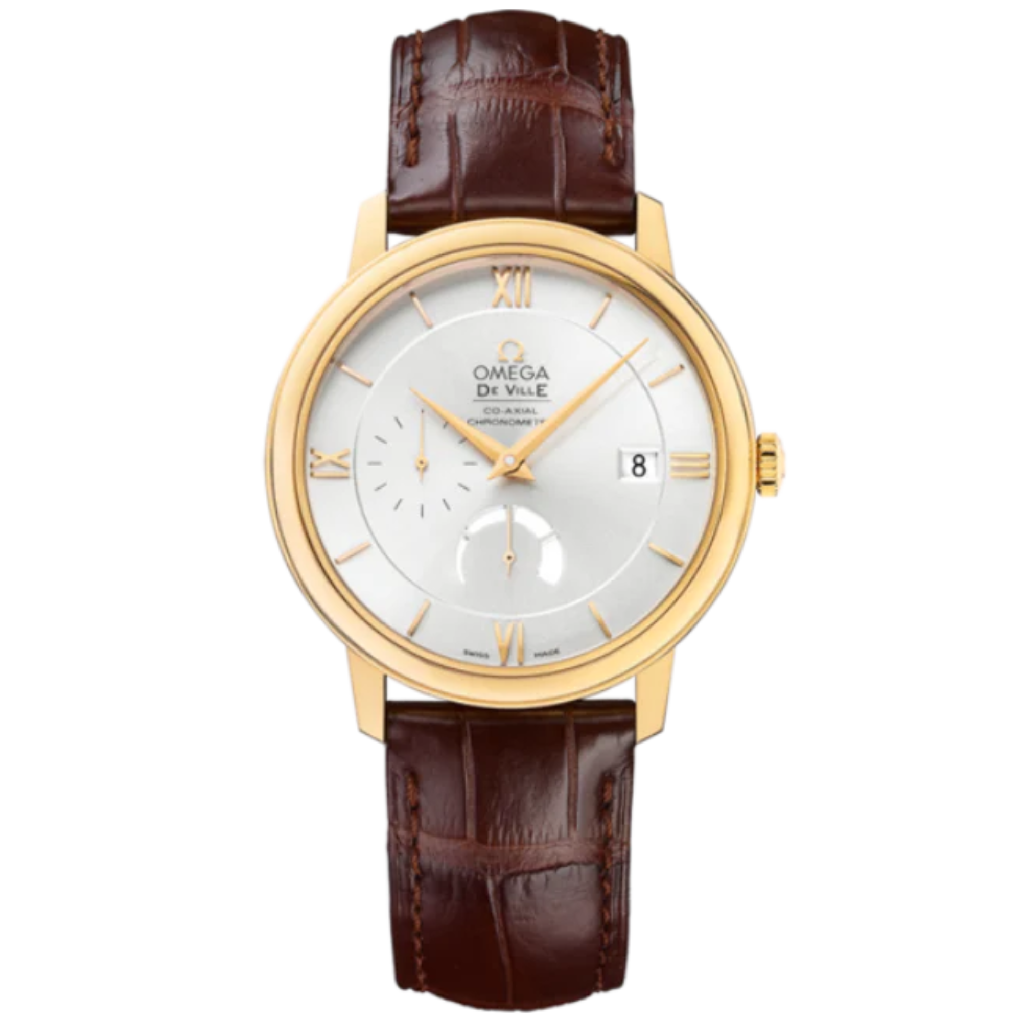 DE VILLE PRESTIGE 39 MM YELLOW GOLD WITH SILVER DIAL - Omega