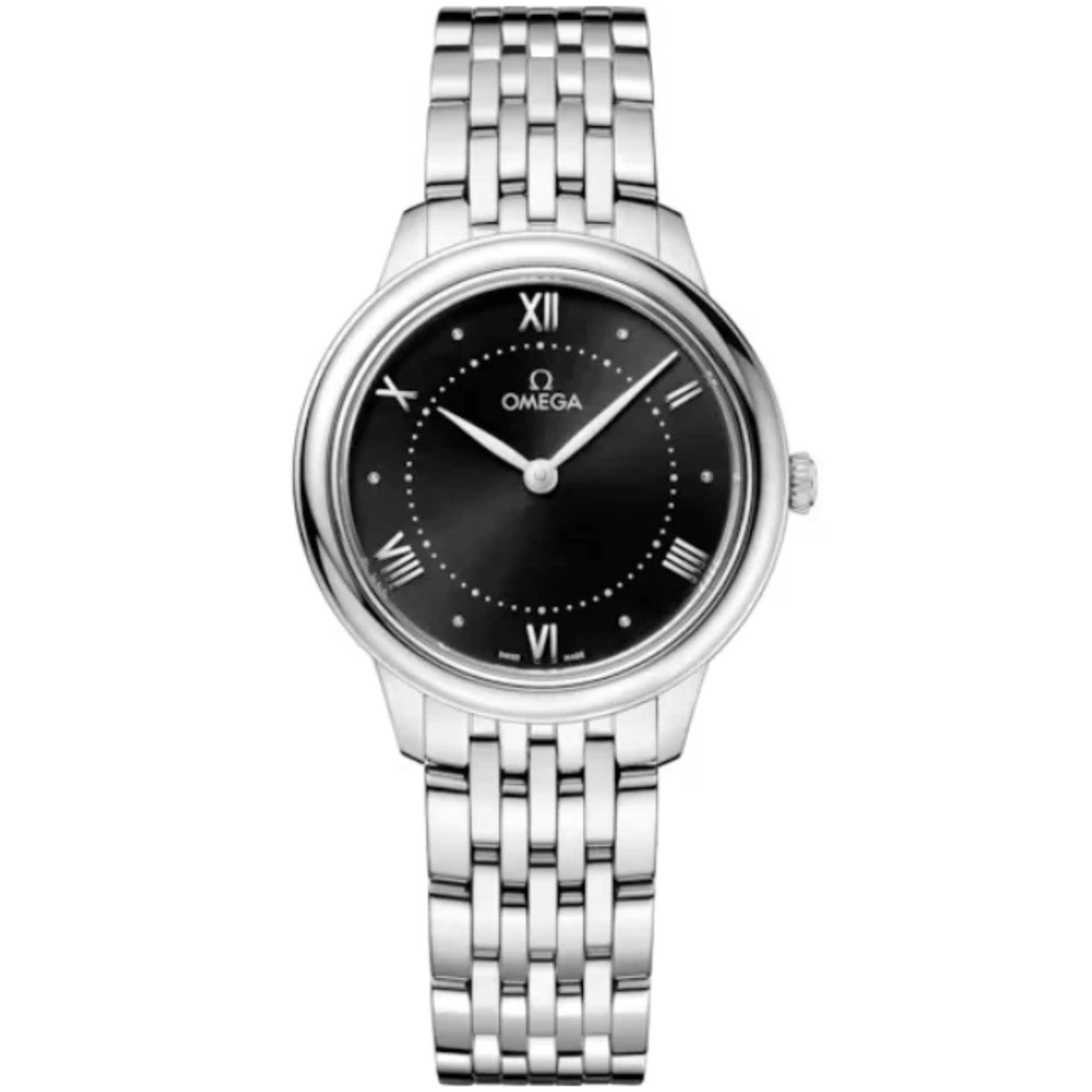DE VILLE PRESTIGE 30 MM STAINLESS STEEL WITH BLACK DIAL - Omega