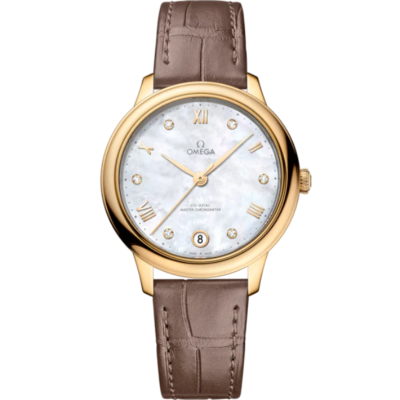 DE VILLE PRESTIGE 34 MM YELLOW GOLD WITH MOTHER OF PEARL DIAL - Omega