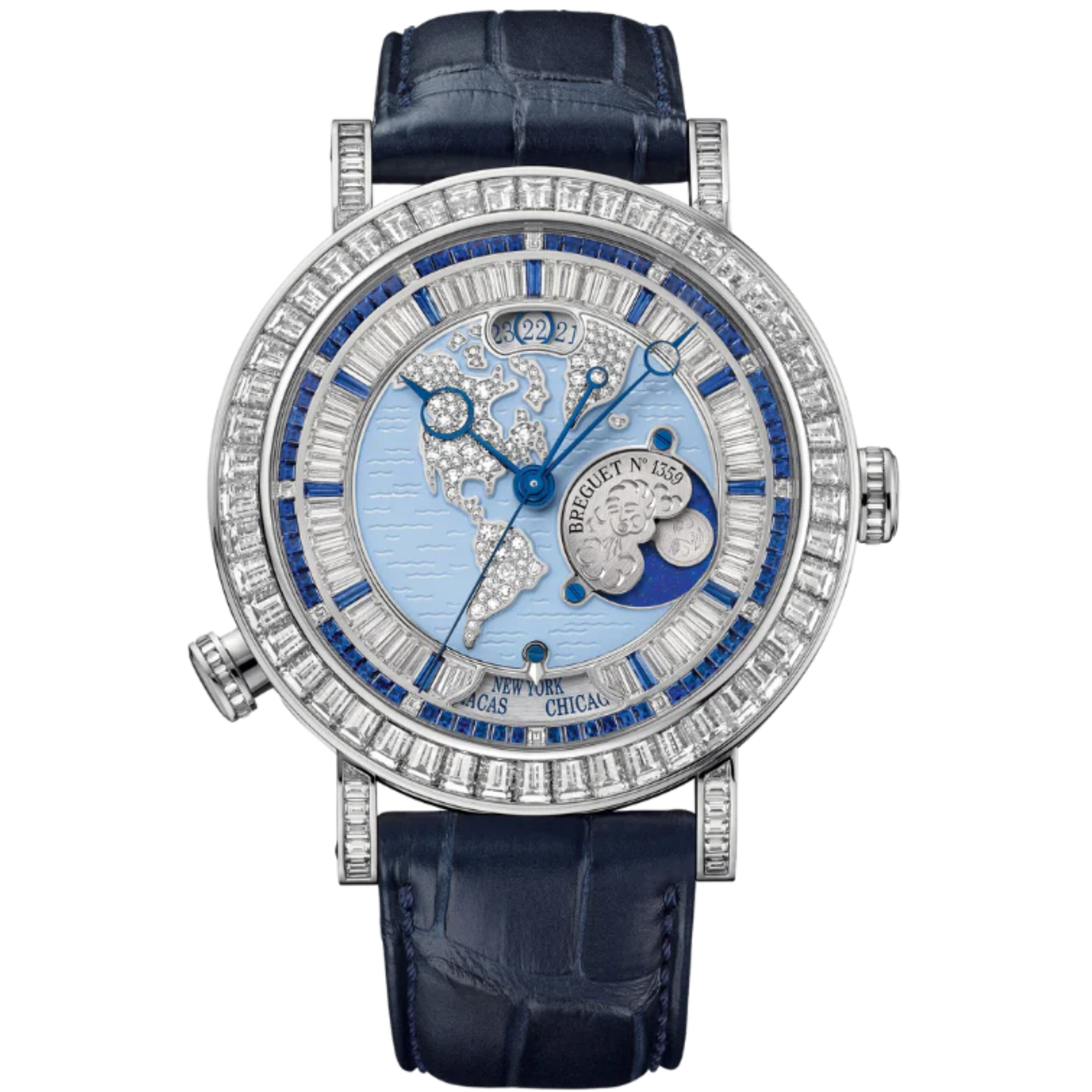 HORA MUNDI 5719 46 MM PLATINUM WITH BLUE "WAVE" MOTIF DIAL - Breguet