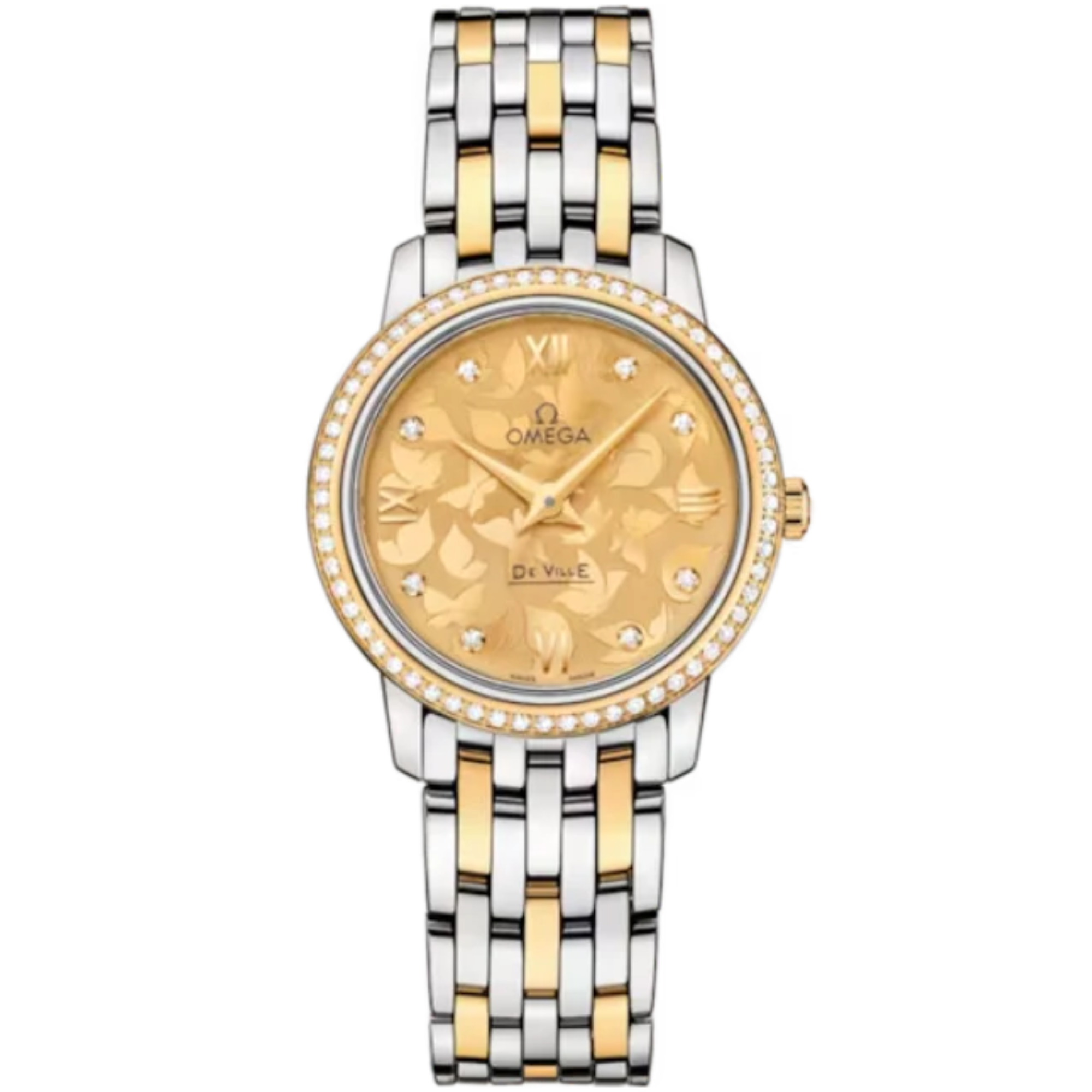 DE VILLE PRESTIGE BUTTERFLY 27 MM STAINLESS STEEL - YELLOW GOLD WITH YELLOW DIAL - Omega