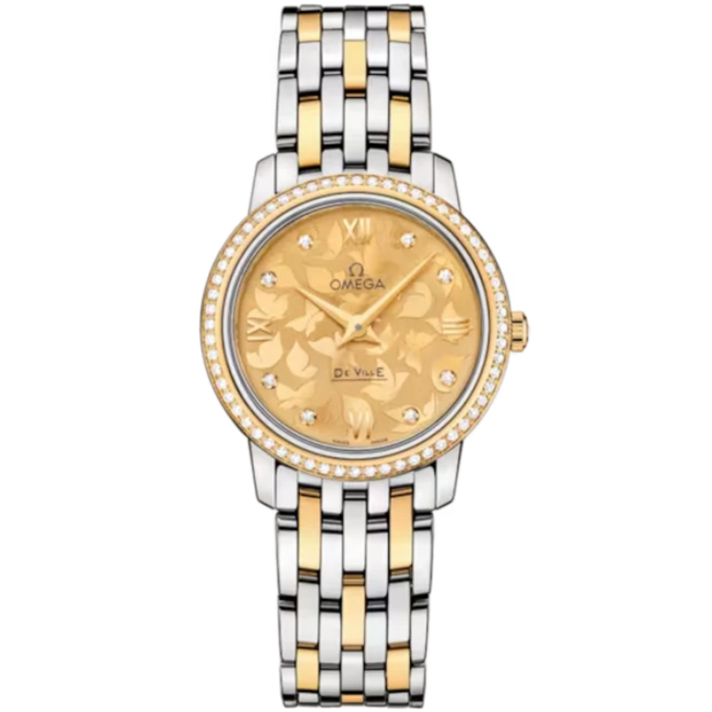 DE VILLE PRESTIGE BUTTERFLY 27 MM STAINLESS STEEL - YELLOW GOLD WITH YELLOW DIAL - Omega