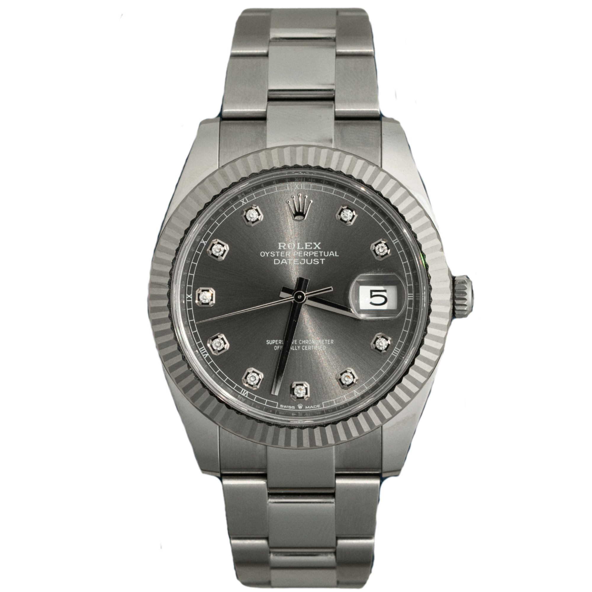 Rolex Datejust Ref. 126334 41MM Stainless Steel on Oyster Silver Diamond Dial 2025 Pre Owned Complete - Rolex