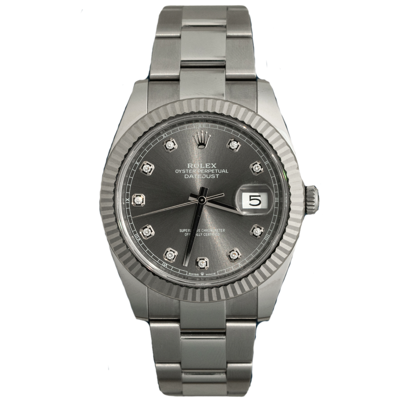 Rolex Datejust Ref. 126334 41MM Stainless Steel on Oyster Silver Diamond Dial 2025 Pre Owned Complete - Rolex