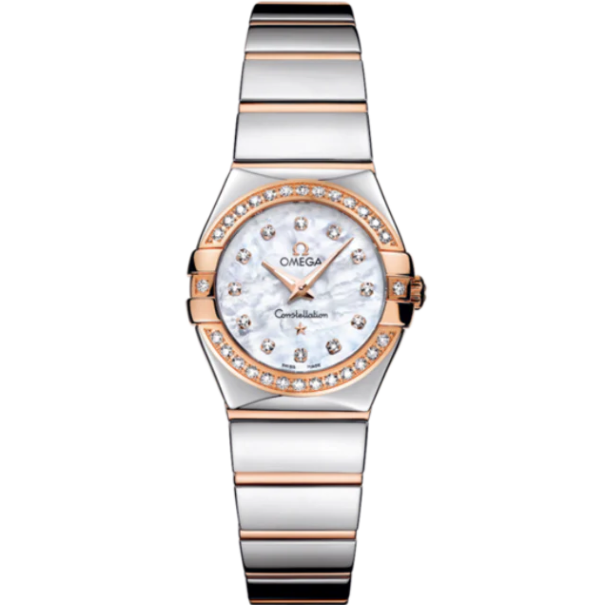CONSTELLATION 24 MM STAINLESS STEEL - RED GOLD WITH MOTHER OF PEARL DIAL - Omega