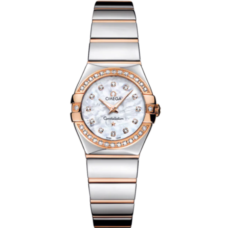 CONSTELLATION 24 MM STAINLESS STEEL - RED GOLD WITH MOTHER OF PEARL DIAL - Omega