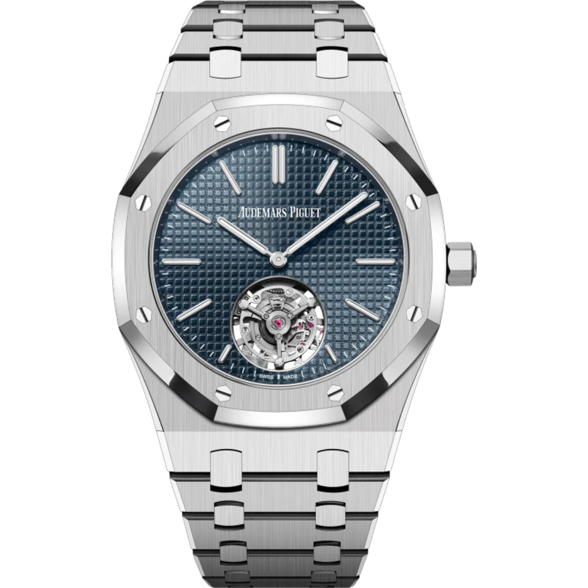 Royal Oak Selfwinding Flying Tourbillon Extra-Thin 39MM Stainless Steel Bracelet Blue Dial With Petite Tapisserie Pattern Stainless Steel Case - Audemars Piguet