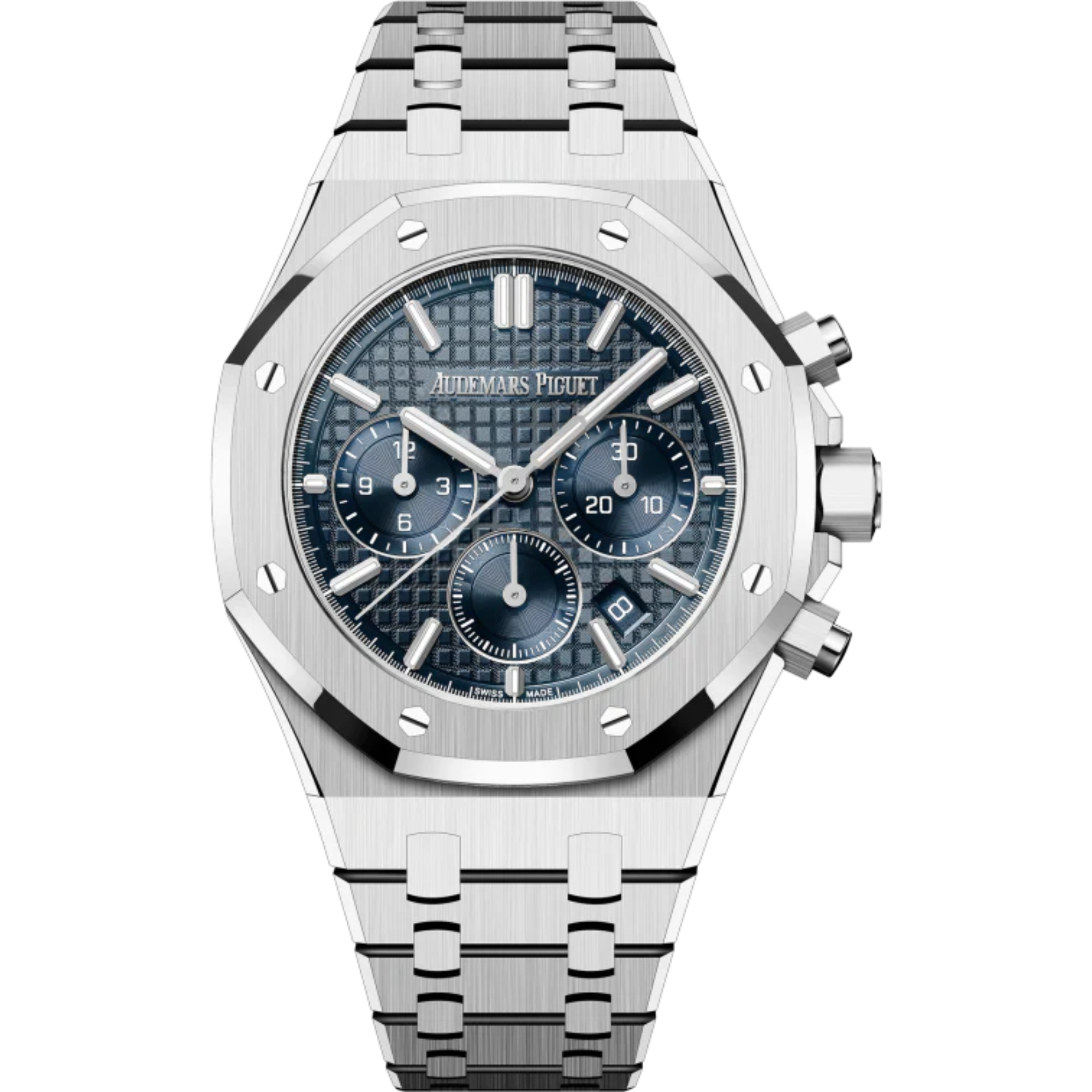 Royal Oak Selfwinding Chronograph 38MM Stainless Steel Bracelet Bleu Nuit Nuage 50 Dial With Grande Tapisserie Pattern Stainless Steel Case - Audemars Piguet