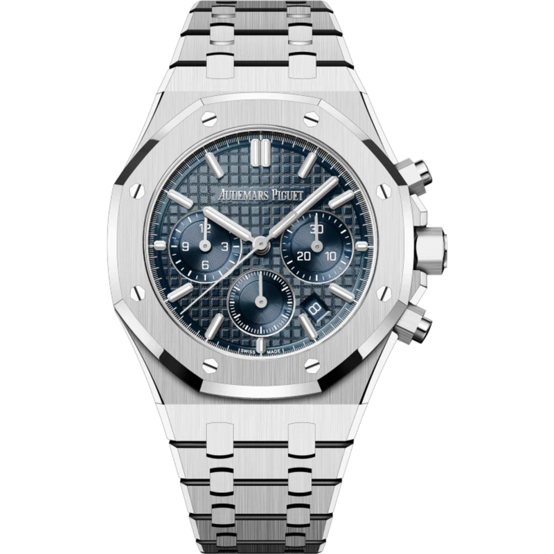 Royal Oak Selfwinding Chronograph 38MM Stainless Steel Bracelet Bleu Nuit Nuage 50 Dial With Grande Tapisserie Pattern Stainless Steel Case - Audemars Piguet