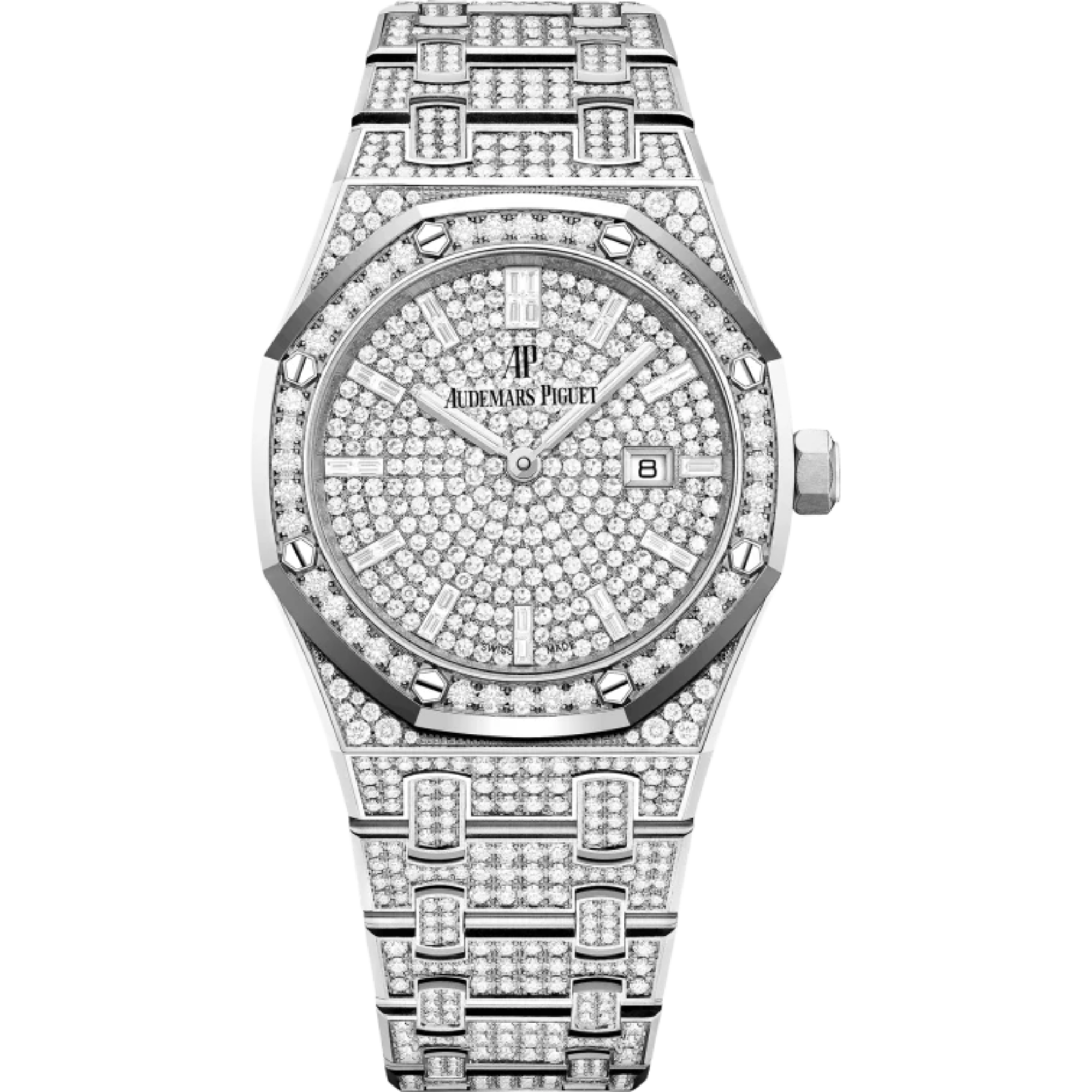Royal Oak Quartz 33MM Diamond-Set 18-Carat White Gold Bracelet 18-Carat White Gold Dial Set With Brilliant-Cut Diamonds 18-Carat White Gold Case Set With Brilliant-Cut Diamond - Audemars Piguet