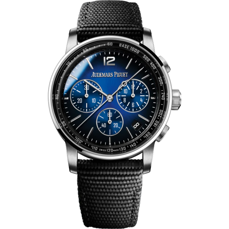 Code 11.59 by Audemars Piguet 41mm Selfwinding Chronograph Black Rubber-Coated Strap Smoked Blue Lacquered Dial 18-Carat White Gold Case - Audemars Piguet
