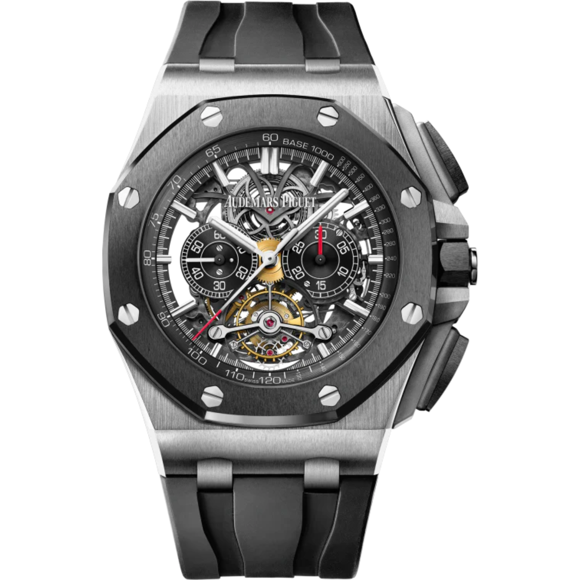 Royal Oak Offshore Tourbillon Chronograph Openworked 44MM Black Rubber Strap Openworked Black Dial Titanium Case Black Ceramic Bezel - Audemars Piguet