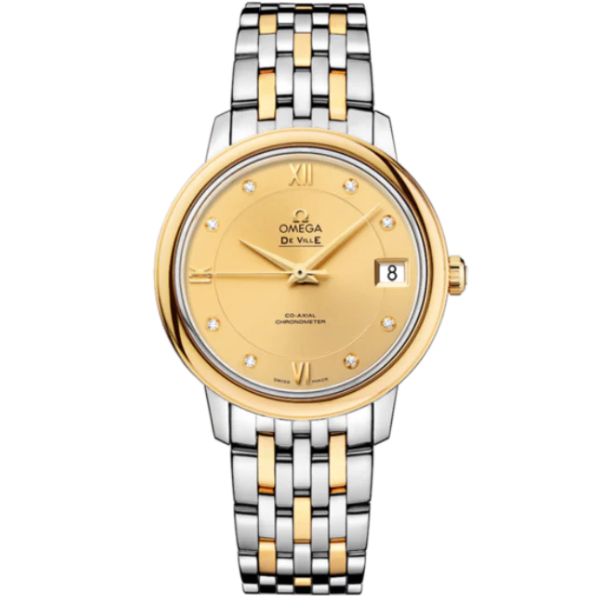 DE VILLE PRESTIGE 33 MM STAINLESS STEEL - YELLOW GOLD WITH YELLOW DIAL - Omega
