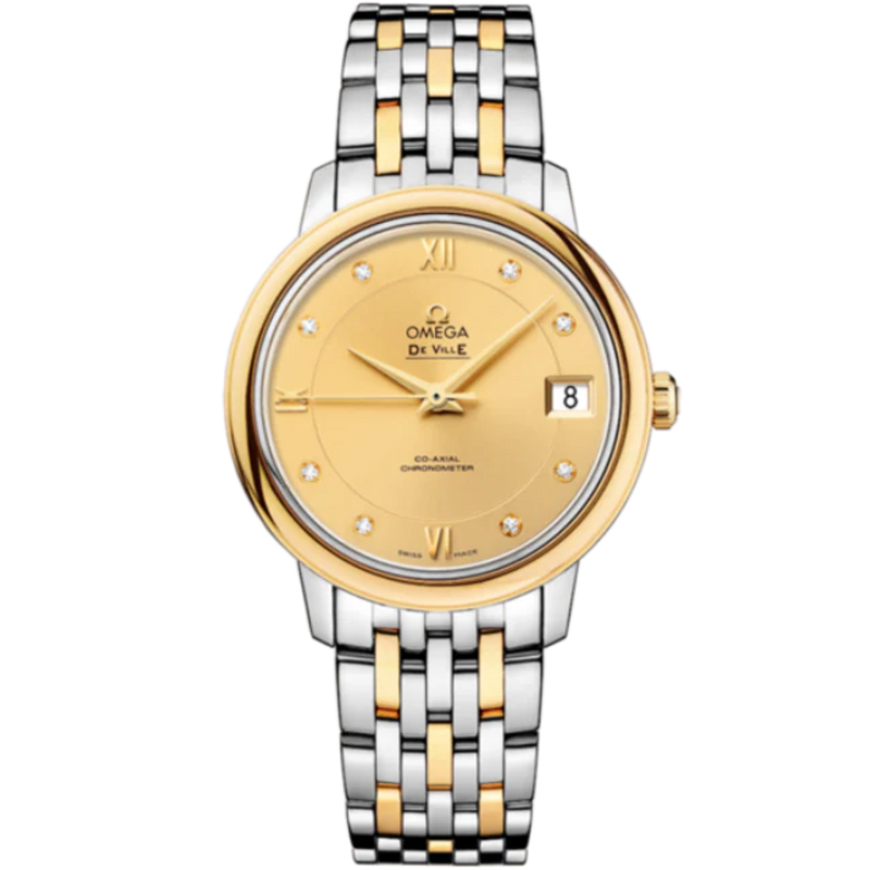 DE VILLE PRESTIGE 33 MM STAINLESS STEEL - YELLOW GOLD WITH YELLOW DIAL - Omega