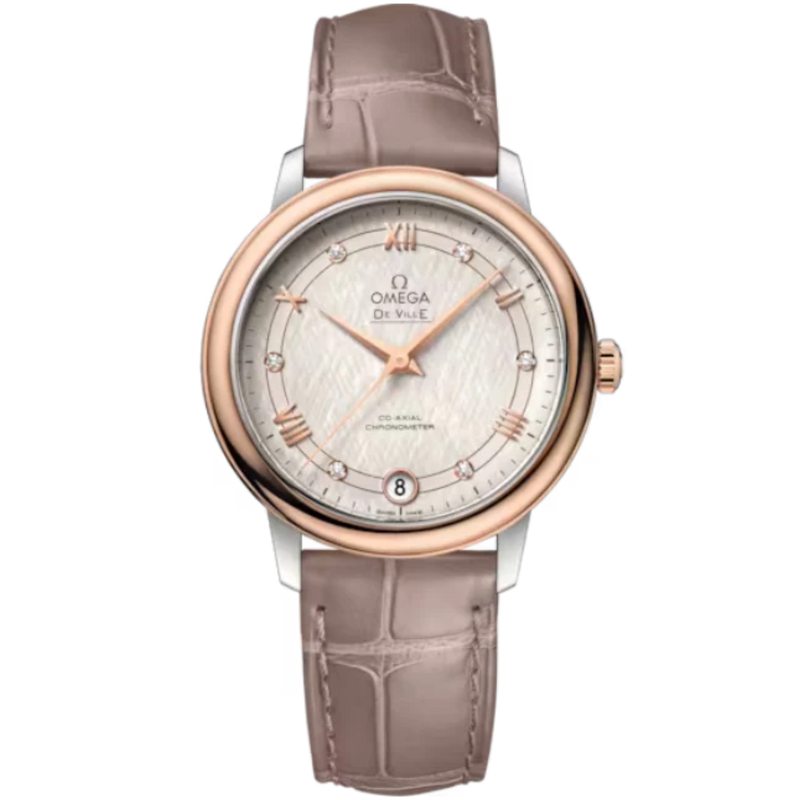 DE VILLE PRESTIGE 33 MM STAINLESS STEEL - RED GOLD WITH SILVER DIAL - Omega